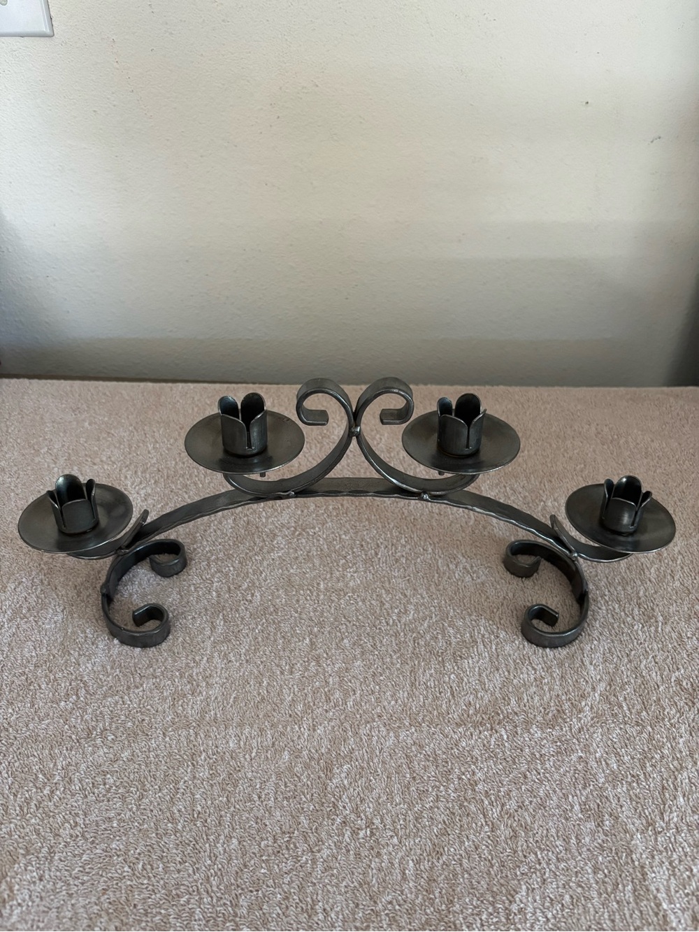 Mid century 4- Holder forged metal Candelabra - vintage
